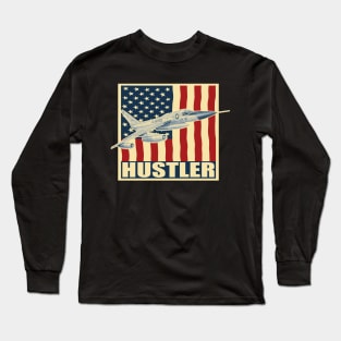 B-58 Hustler US Bomber Aircraft Plane USAF Airplane USA Flag Long Sleeve T-Shirt